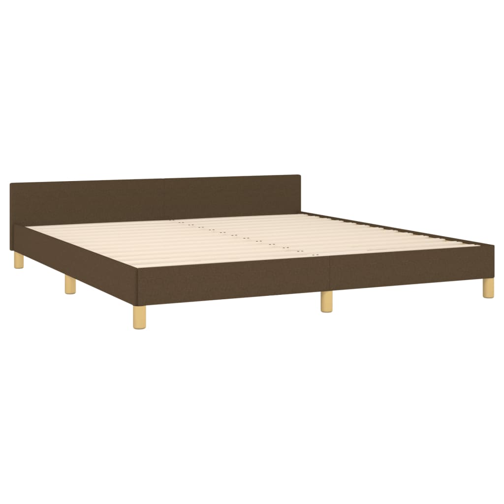 Cadre de lit avec tête de lit Marron foncé 180x200 cm Tissu Lits & cadres de lit vidaXL   