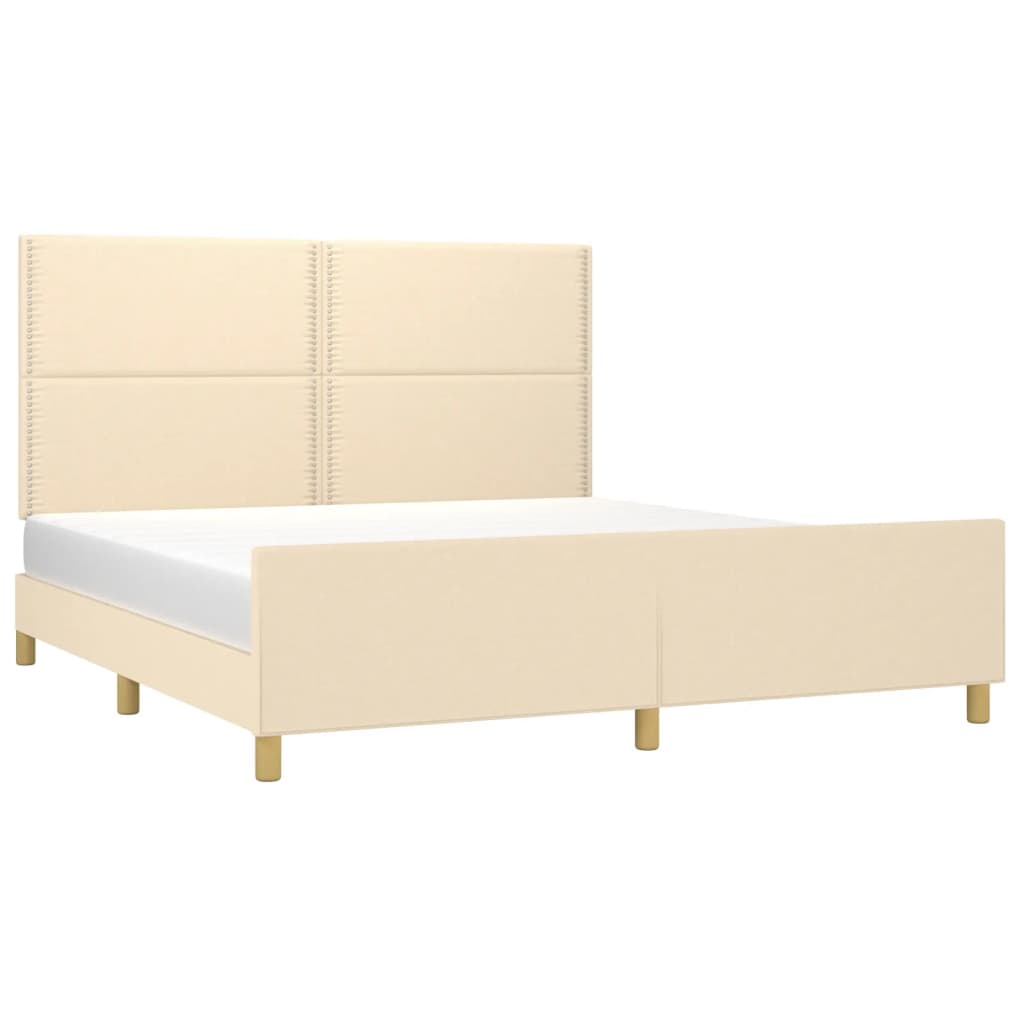 Cadre de lit avec tête de lit Crème 180 x 200 cm Tissu Lits & cadres de lit vidaXL   