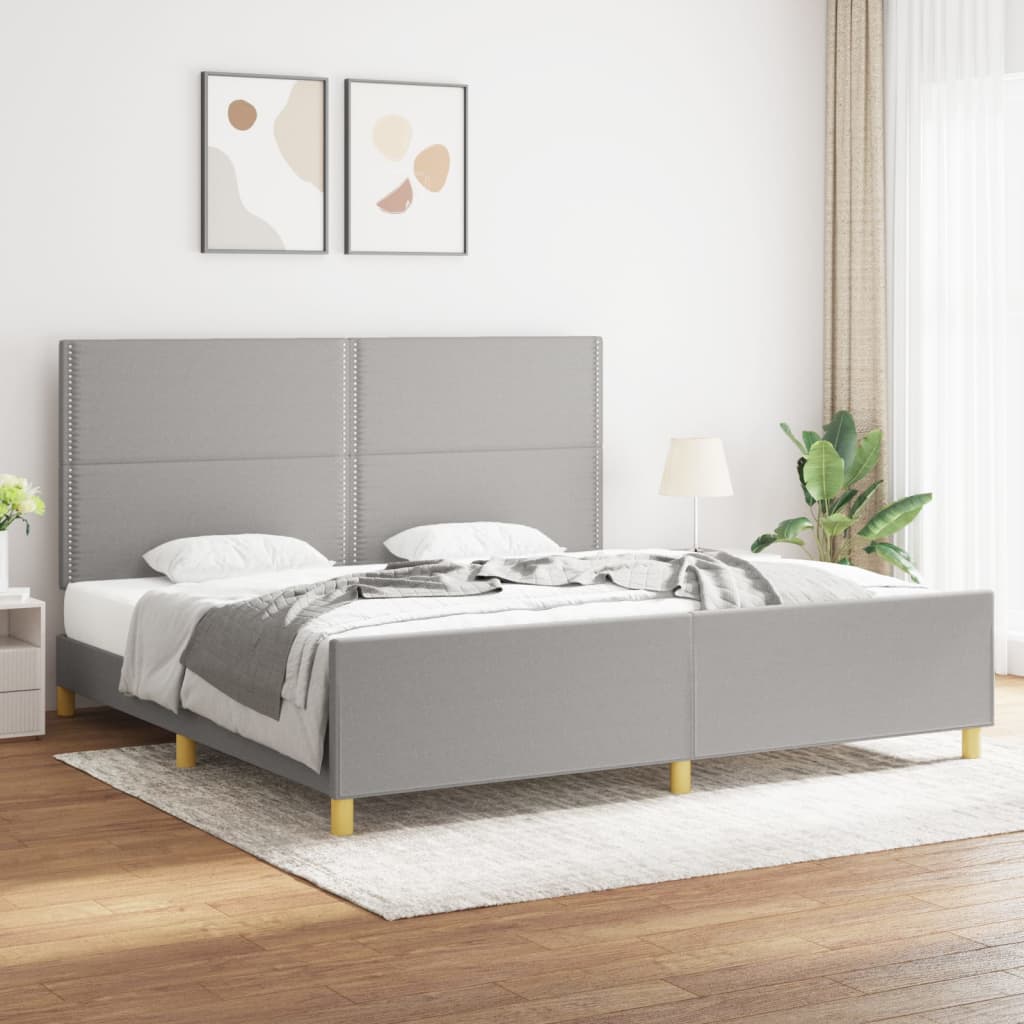 Cadre de lit avec tête de lit Gris clair 200x200 cm Tissu Lits & cadres de lit vidaXL   