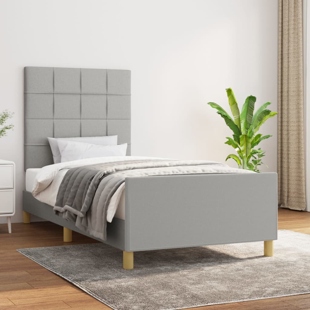 Cadre de lit avec tête de lit Gris clair 80x200 cm Tissu Lits & cadres de lit vidaXL   
