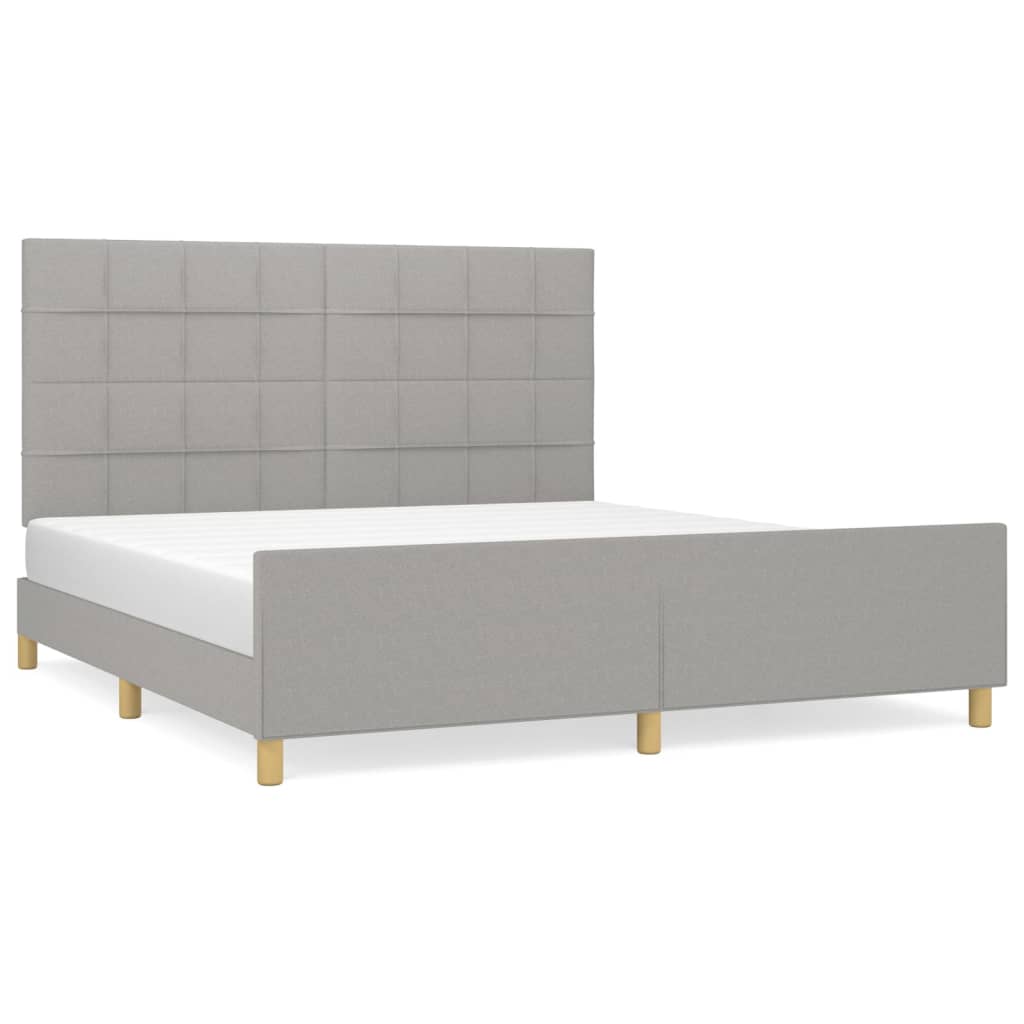 Cadre de lit avec tête de lit Gris clair 160x200 cm Tissu Lits & cadres de lit vidaXL   