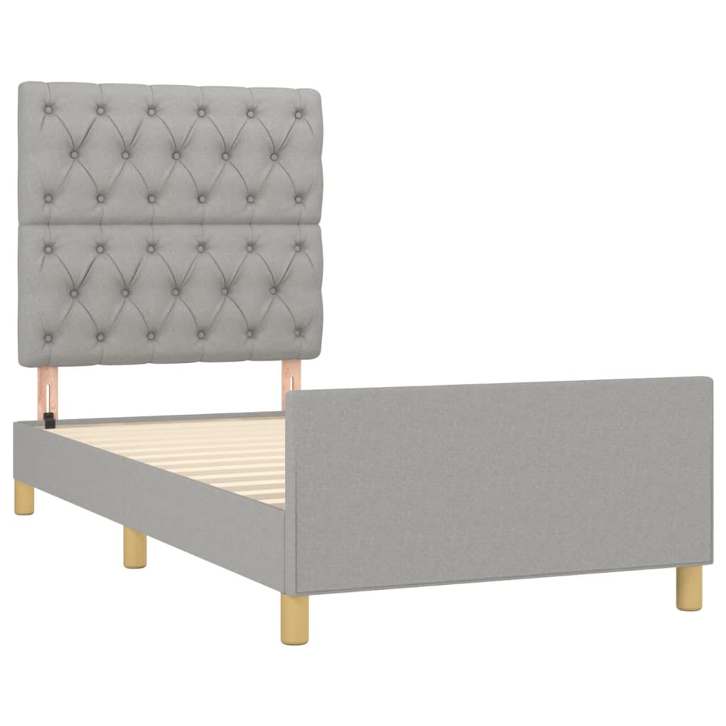 Cadre de lit avec tête de lit Gris clair 80x200 cm Tissu Lits & cadres de lit vidaXL   