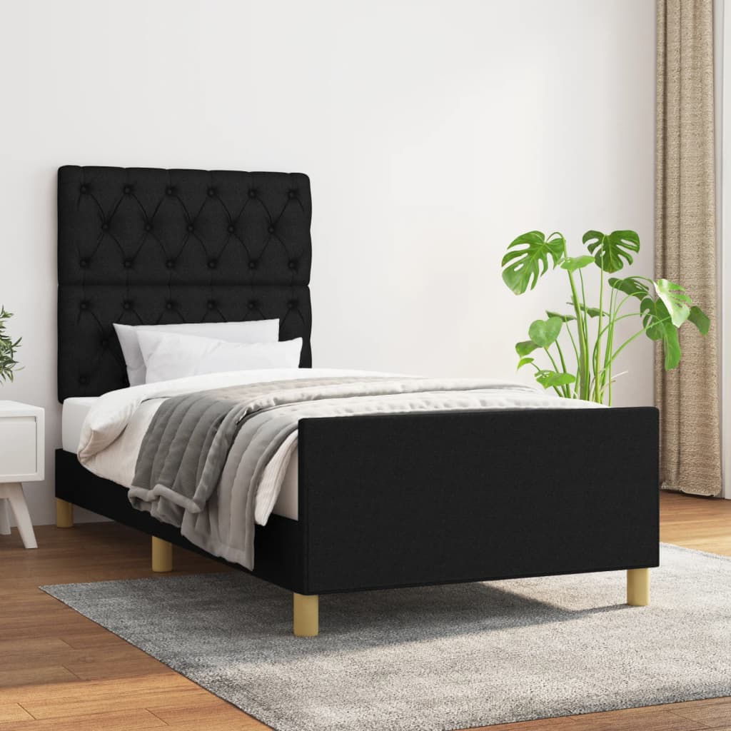 Cadre de lit avec tête de lit Noir 80x200 cm Tissu Lits & cadres de lit vidaXL   