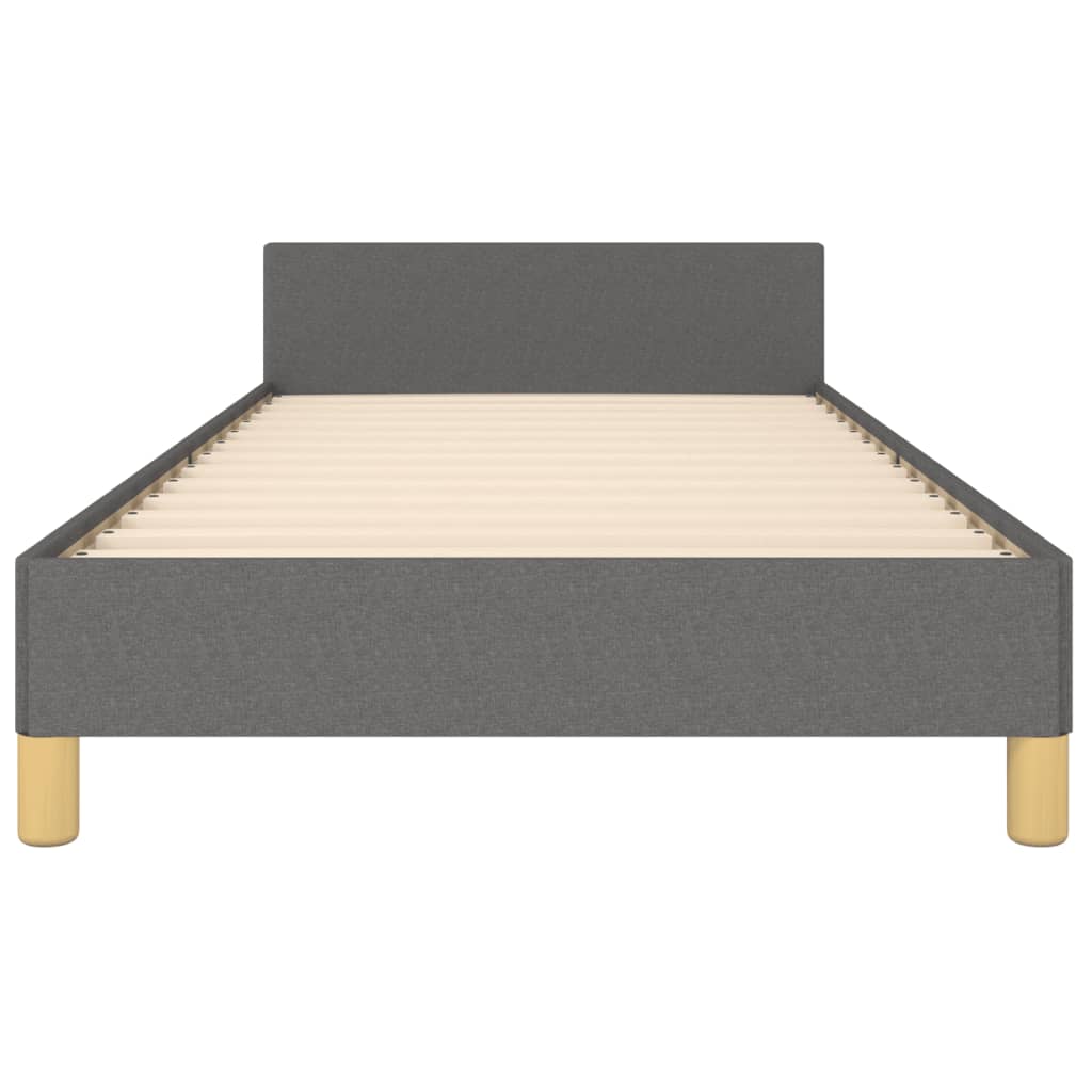 Cadre de lit avec tête de lit Gris foncé 90x190 cm Tissu Lits & cadres de lit vidaXL   