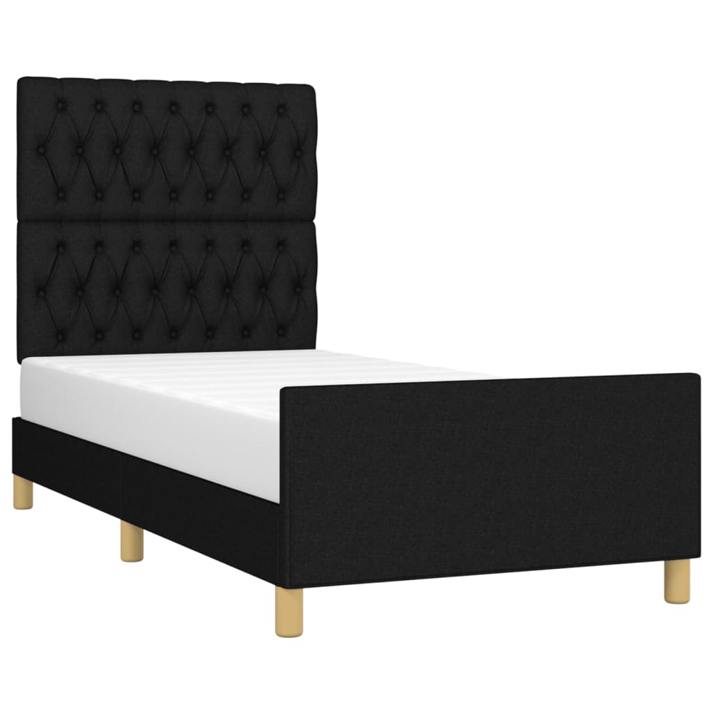 Cadre de lit avec tête de lit Noir 90x200 cm Tissu Lits & cadres de lit vidaXL   