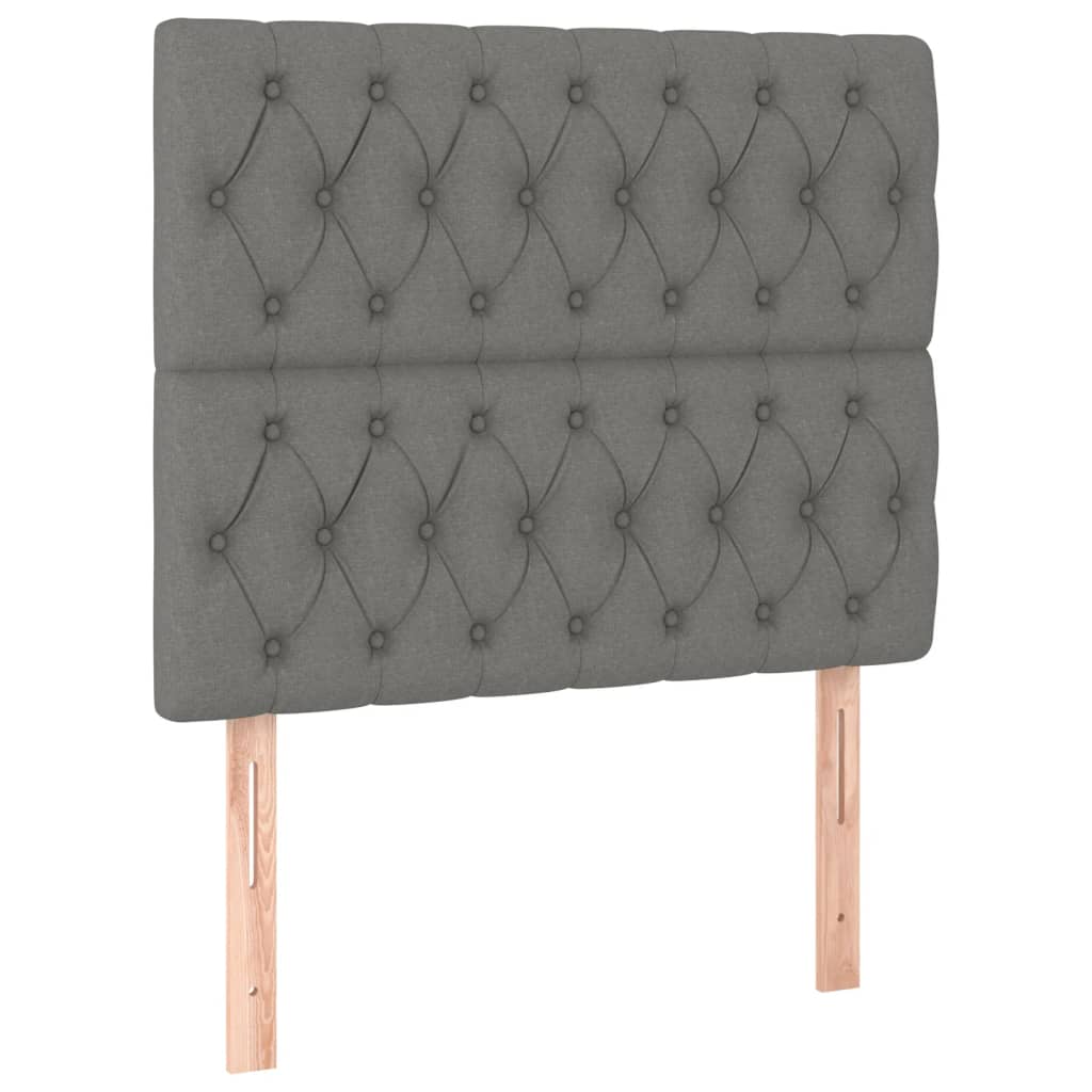Cadre de lit avec tête de lit Gris foncé 120x200 cm Tissu Lits & cadres de lit vidaXL   