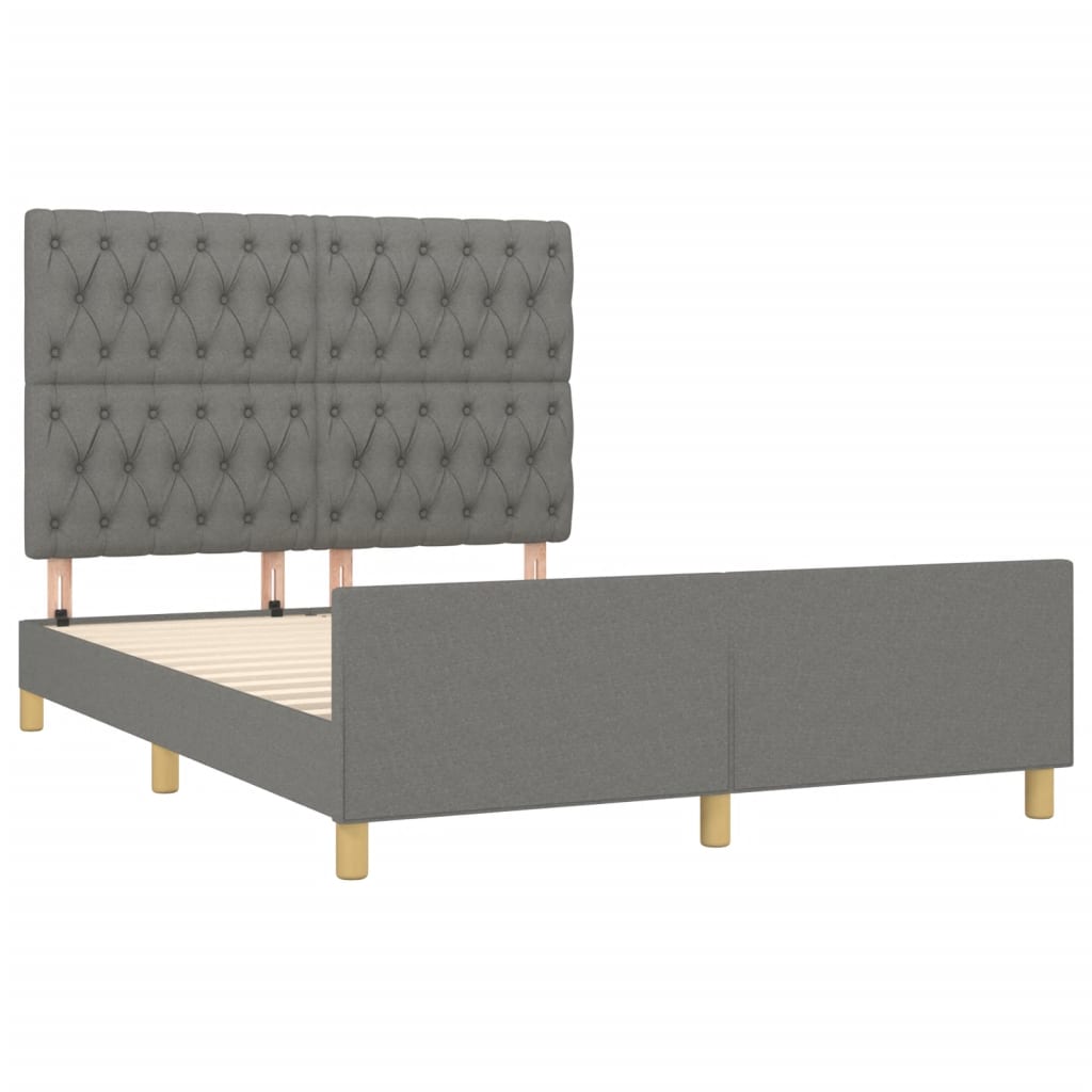 Cadre de lit avec tête de lit Gris foncé 140x200 cm Tissu Lits & cadres de lit vidaXL   