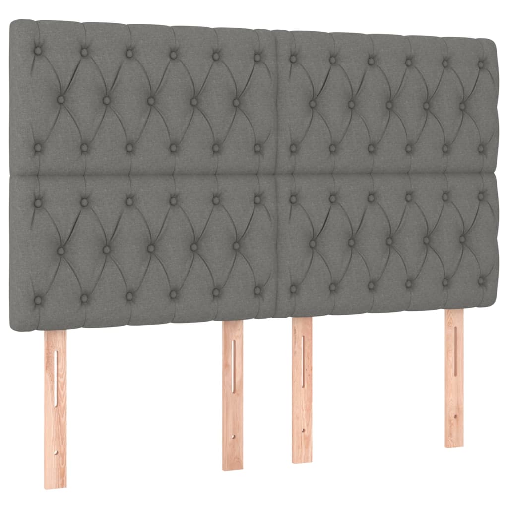 Cadre de lit avec tête de lit Gris foncé 140x200 cm Tissu Lits & cadres de lit vidaXL   