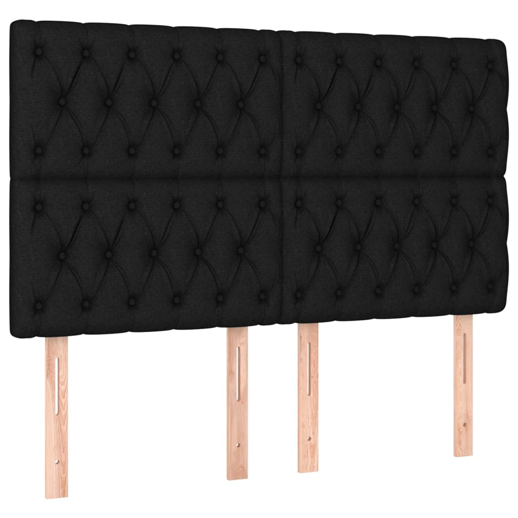Cadre de lit avec tête de lit Noir 140x200 cm Tissu Lits & cadres de lit vidaXL   