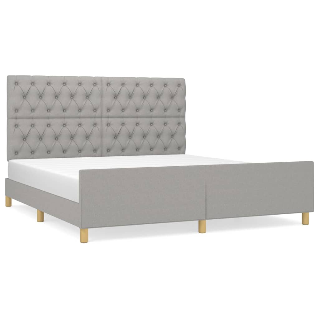 Cadre de lit avec tête de lit Gris clair 160x200 cm Tissu Lits & cadres de lit vidaXL   