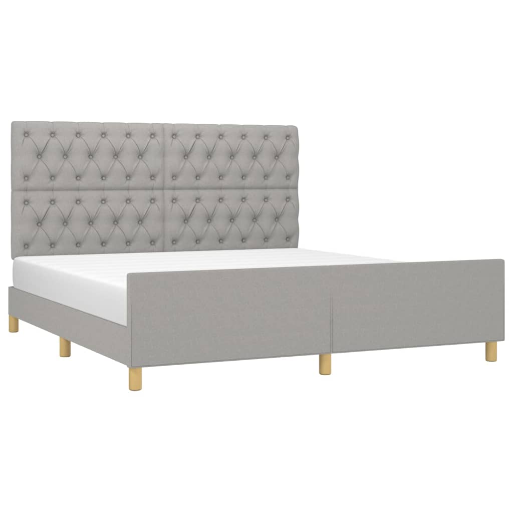Cadre de lit avec tête de lit Gris clair 160x200 cm Tissu Lits & cadres de lit vidaXL   