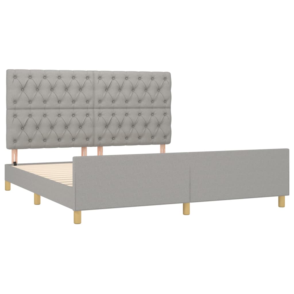 Cadre de lit avec tête de lit Gris clair 160x200 cm Tissu Lits & cadres de lit vidaXL   