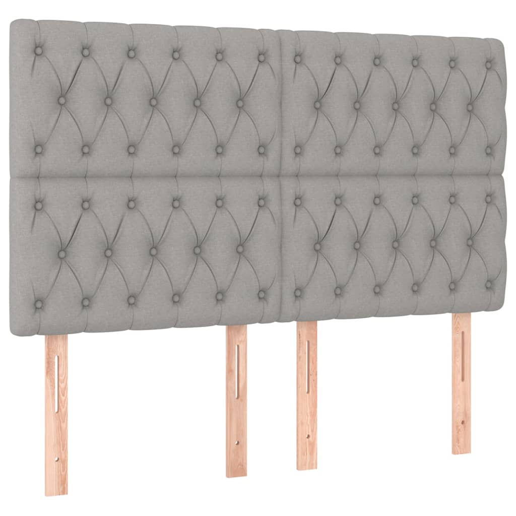 Cadre de lit avec tête de lit Gris clair 160x200 cm Tissu Lits & cadres de lit vidaXL   