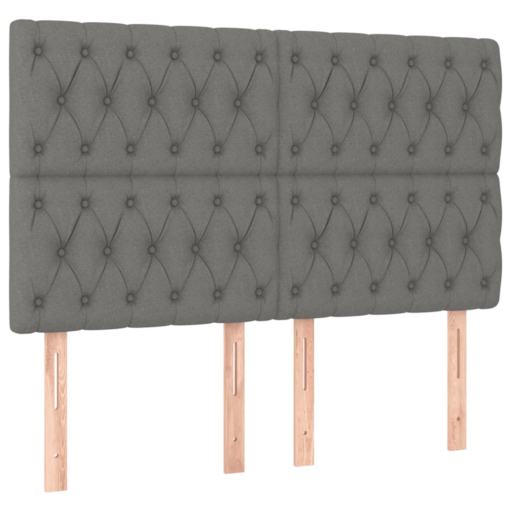 Cadre de lit avec tête de lit Gris foncé 160 x 200 cm Tissu Lits & cadres de lit vidaXL   