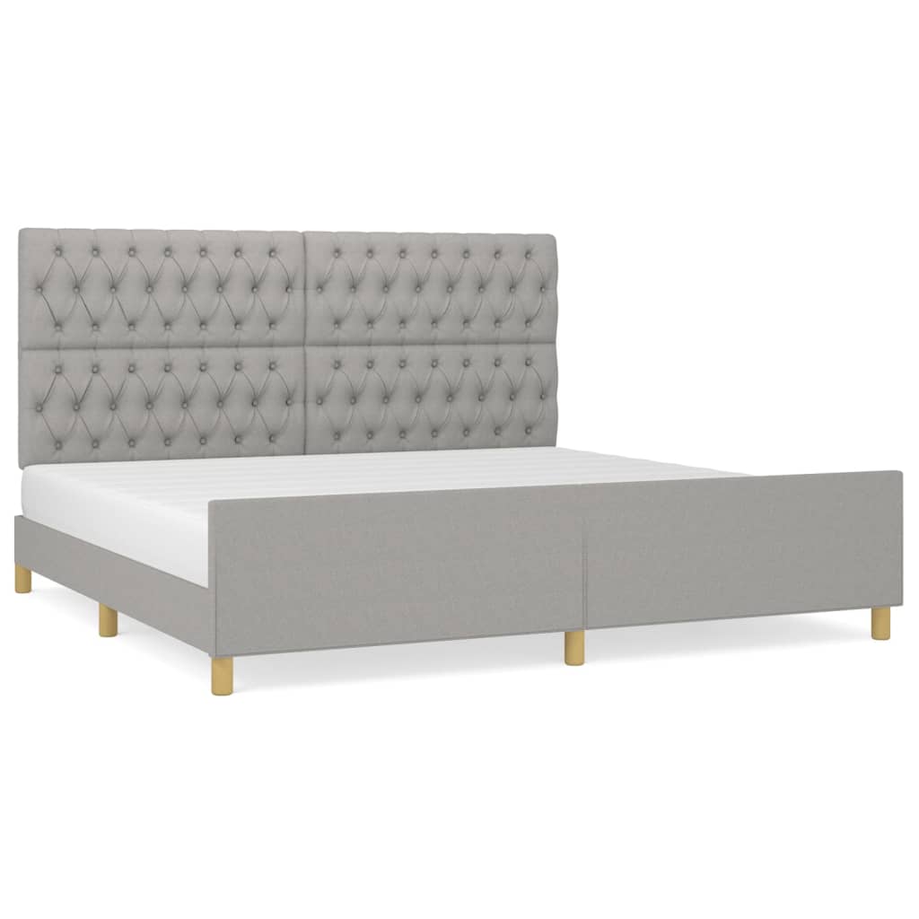 Cadre de lit avec tête de lit Gris clair 200x200 cm Tissu Lits & cadres de lit vidaXL   