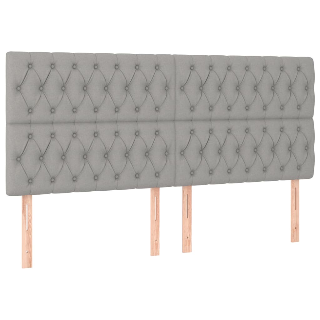 Cadre de lit avec tête de lit Gris clair 200x200 cm Tissu Lits & cadres de lit vidaXL   