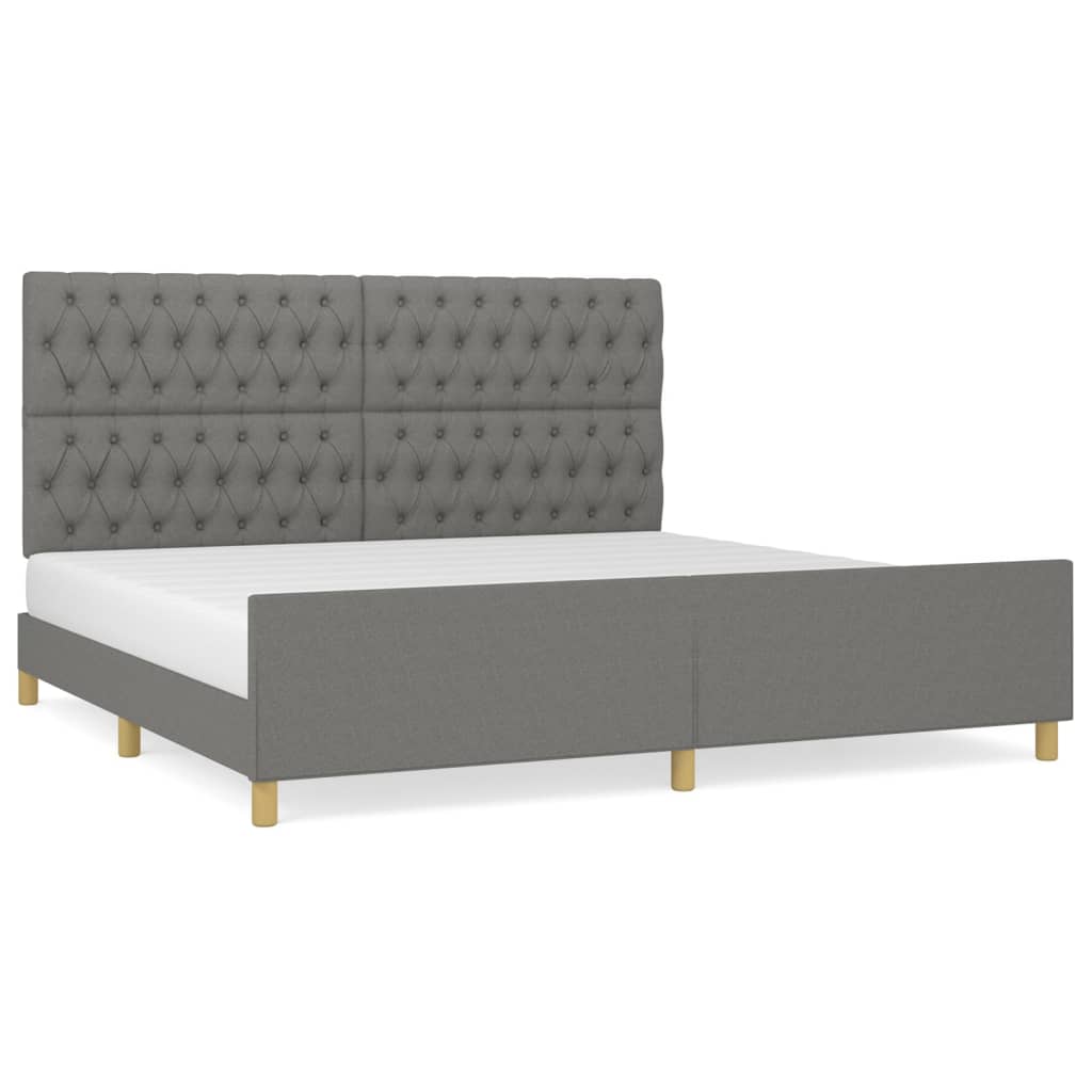 Cadre de lit avec tête de lit Gris foncé 200x200 cm Tissu Lits & cadres de lit vidaXL   