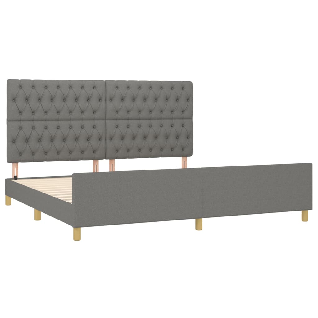 Cadre de lit avec tête de lit Gris foncé 200x200 cm Tissu Lits & cadres de lit vidaXL   