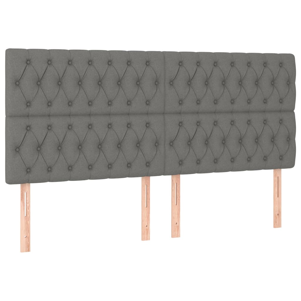 Cadre de lit avec tête de lit Gris foncé 200x200 cm Tissu Lits & cadres de lit vidaXL   