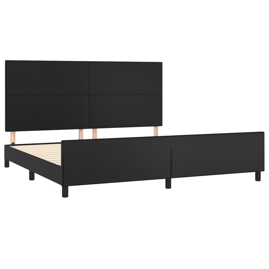 Cadre de lit avec tête de lit Noir 200x200 cm Similicuir Lits & cadres de lit vidaXL   