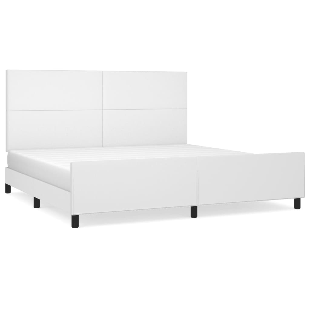 Cadre de lit avec tête de lit Blanc 200x200 cm Similicuir Lits & cadres de lit vidaXL   