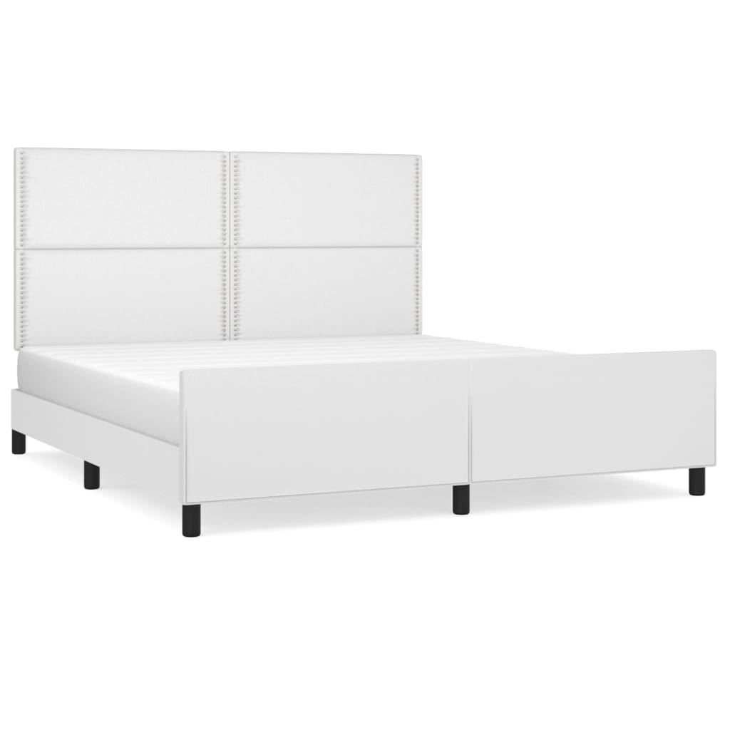 Cadre de lit avec tête de lit Blanc 180x200 cm Similicuir Lits & cadres de lit vidaXL   
