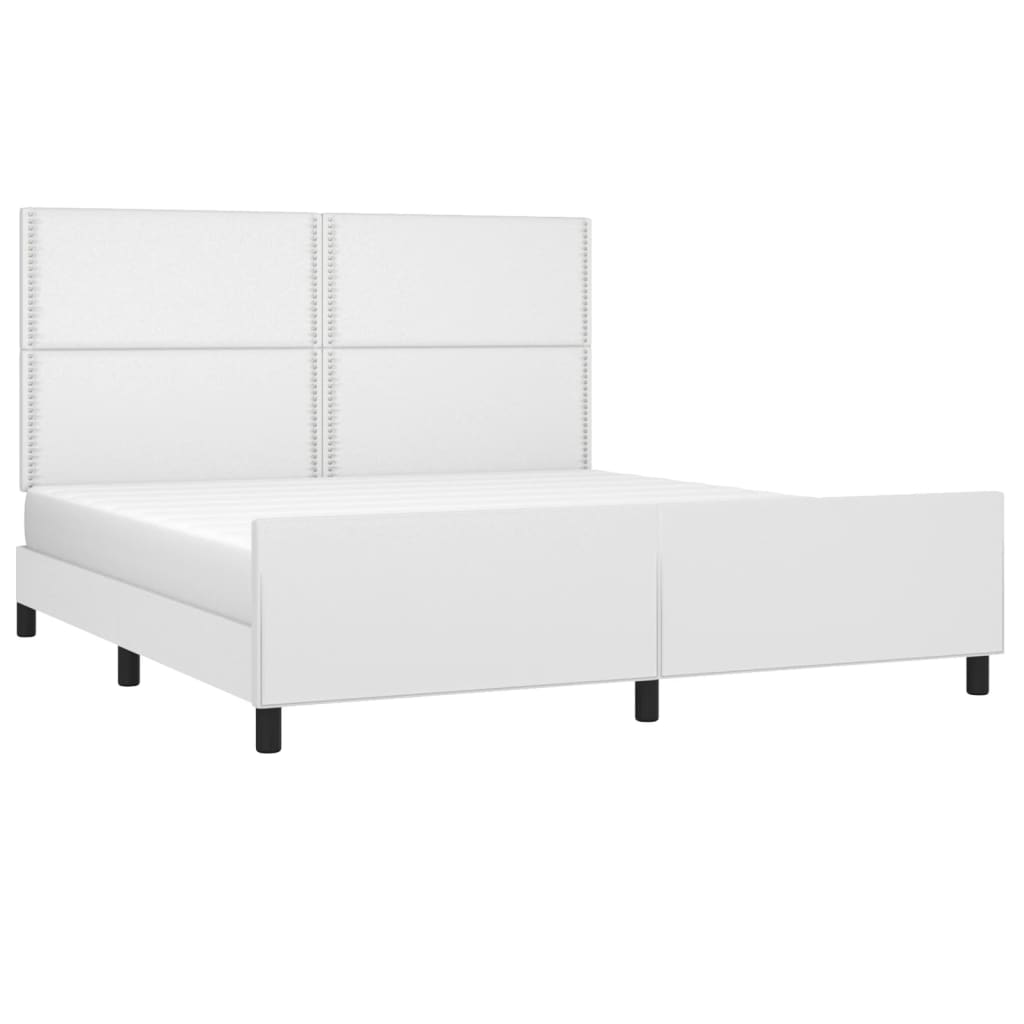 Cadre de lit avec tête de lit Blanc 180x200 cm Similicuir Lits & cadres de lit vidaXL   