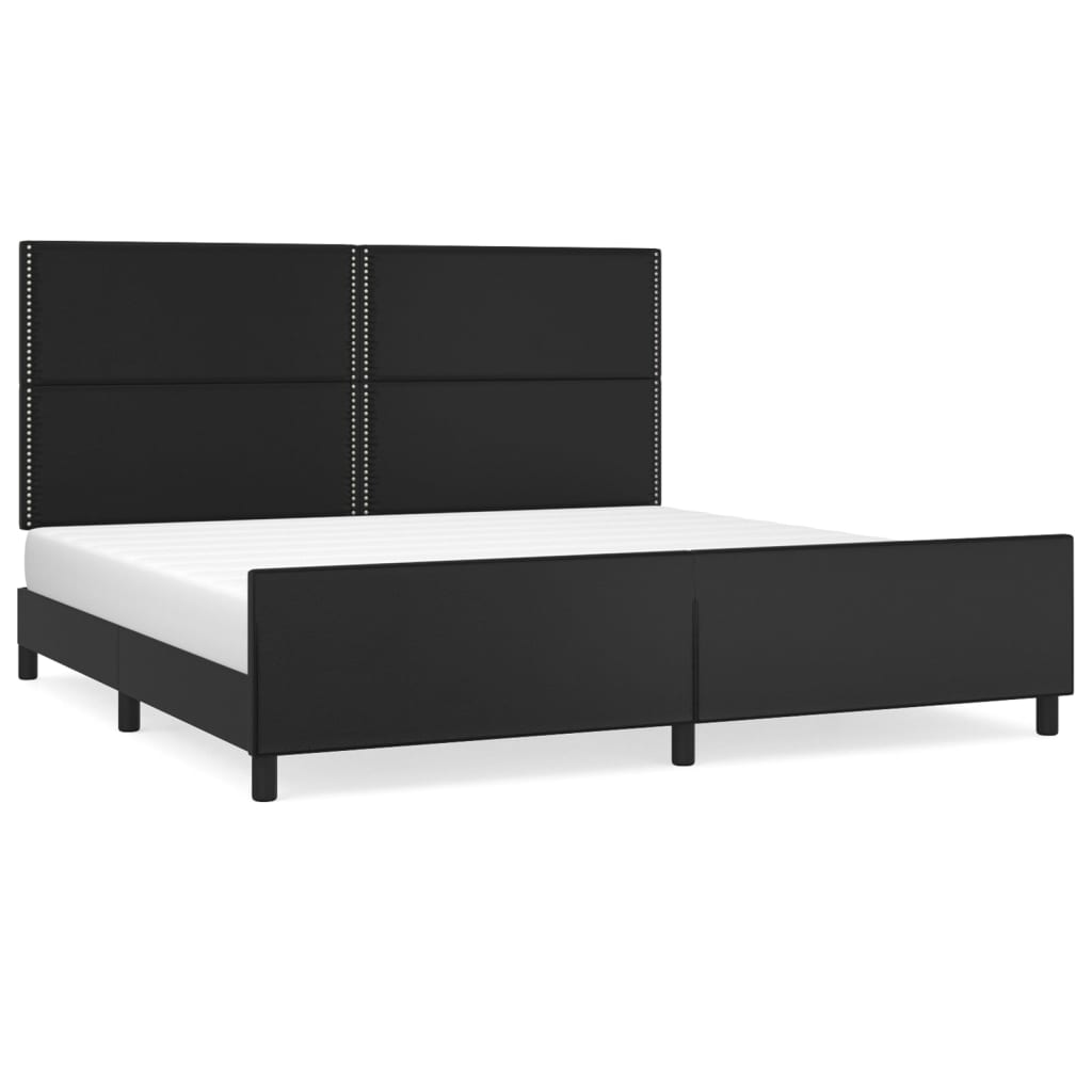 Cadre de lit avec tête de lit Noir 200x200 cm Similicuir Lits & cadres de lit vidaXL   