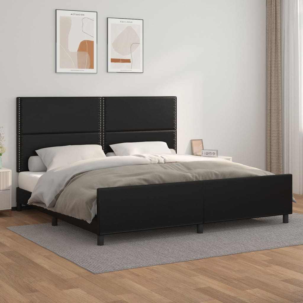 Cadre de lit avec tête de lit Noir 200x200 cm Similicuir Lits & cadres de lit vidaXL   