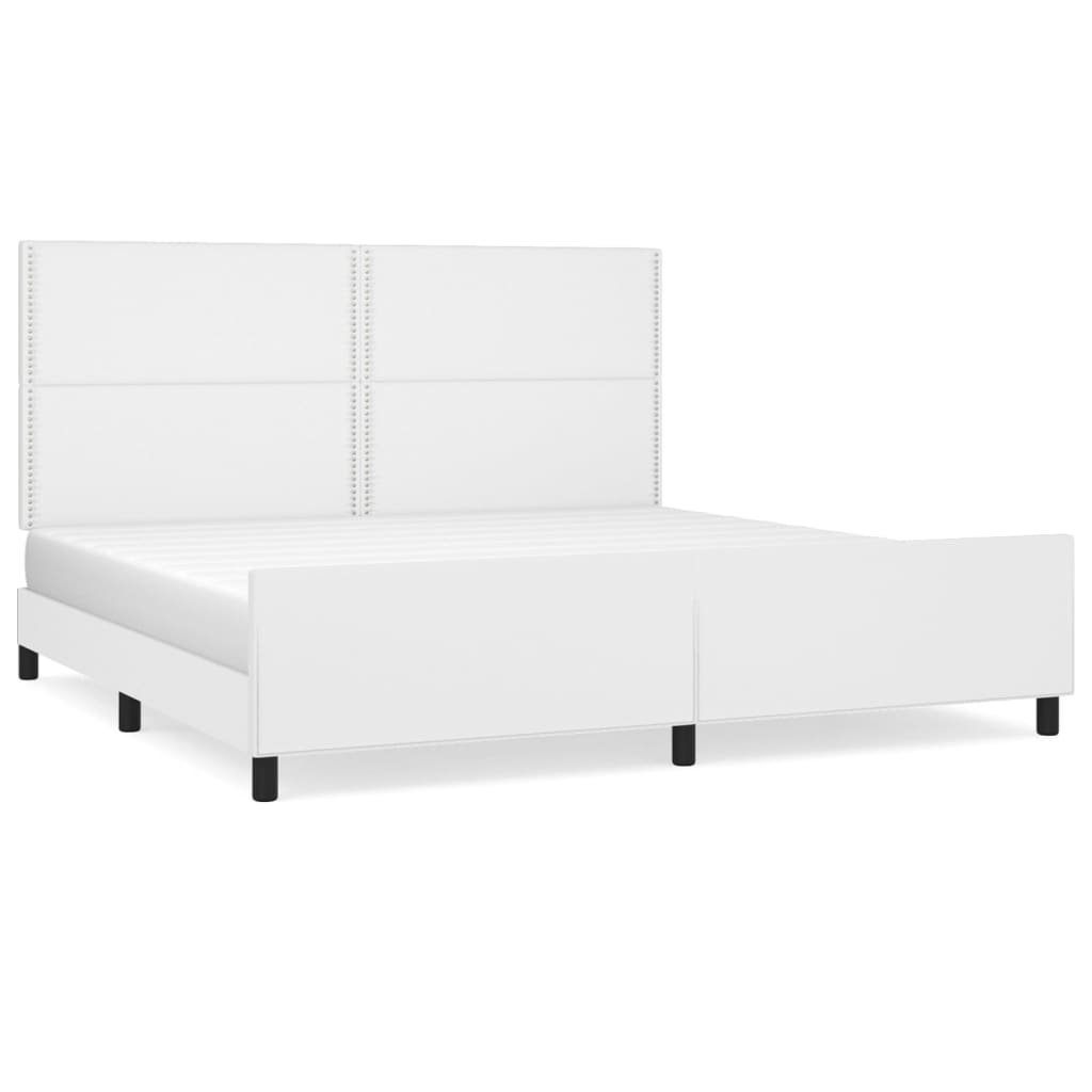 Cadre de lit avec tête de lit Blanc 200x200 cm Similicuir Lits & cadres de lit vidaXL   