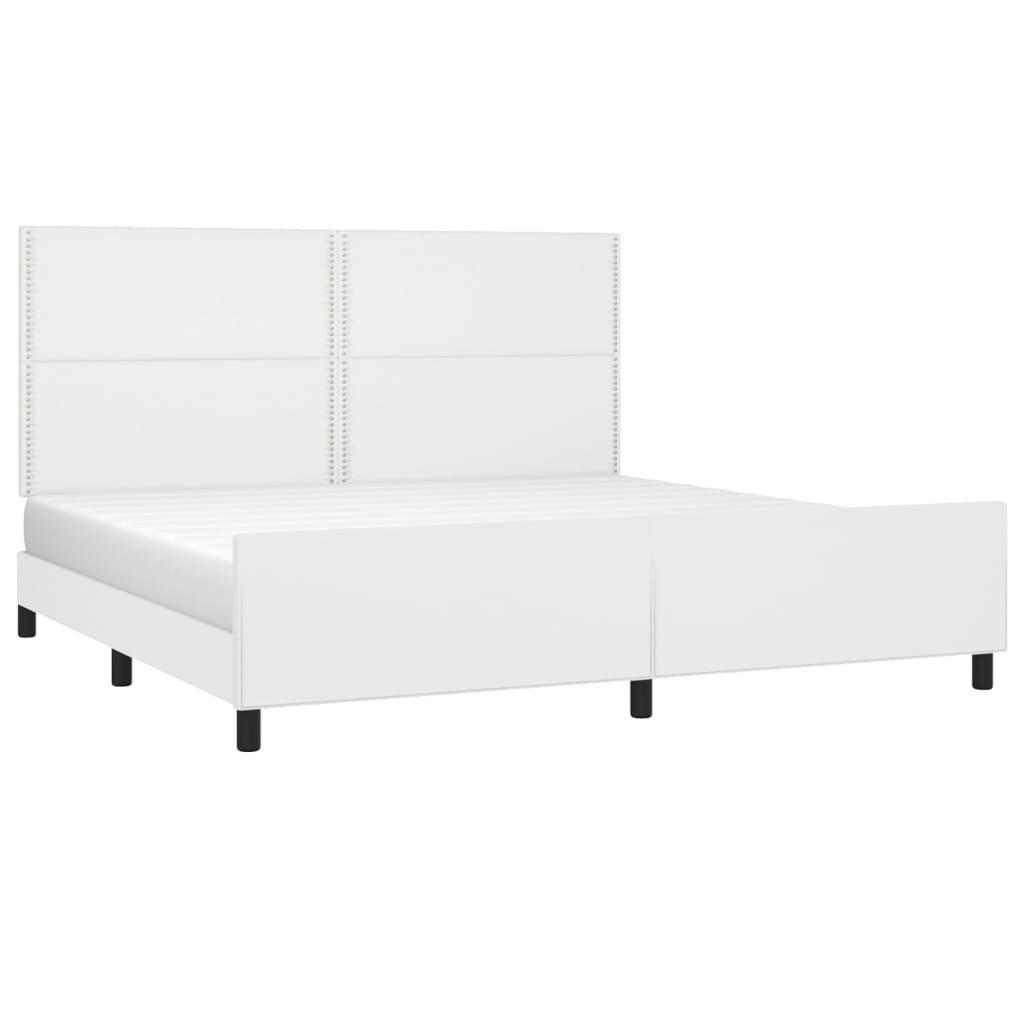 Cadre de lit avec tête de lit Blanc 200x200 cm Similicuir Lits & cadres de lit vidaXL   