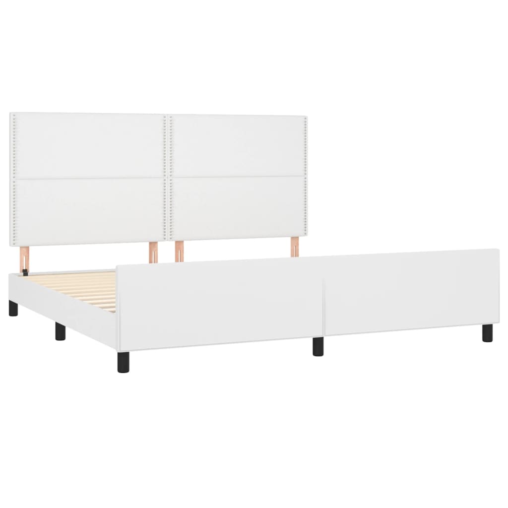 Cadre de lit avec tête de lit Blanc 200x200 cm Similicuir Lits & cadres de lit vidaXL   