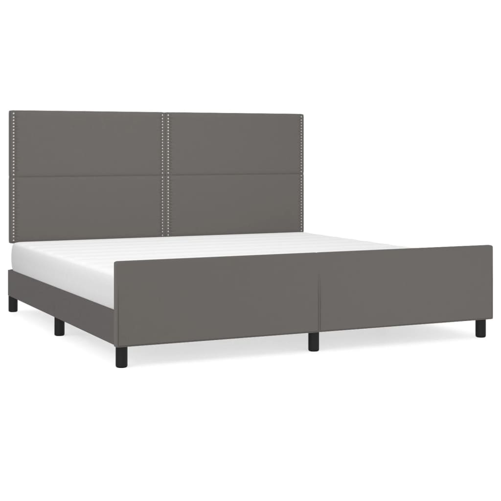 Cadre de lit avec tête de lit Gris 200x200 cm Similicuir Lits & cadres de lit vidaXL   