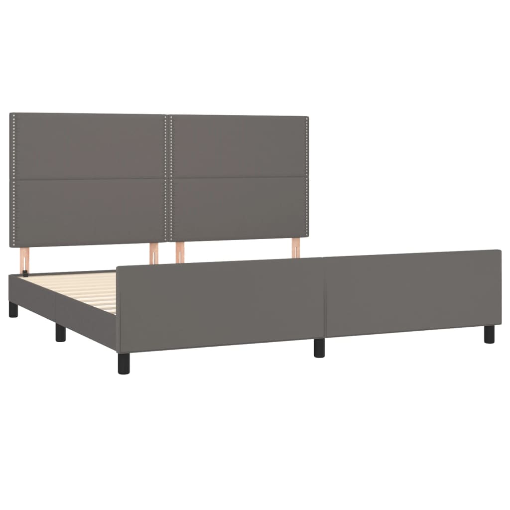 Cadre de lit avec tête de lit Gris 200x200 cm Similicuir Lits & cadres de lit vidaXL   
