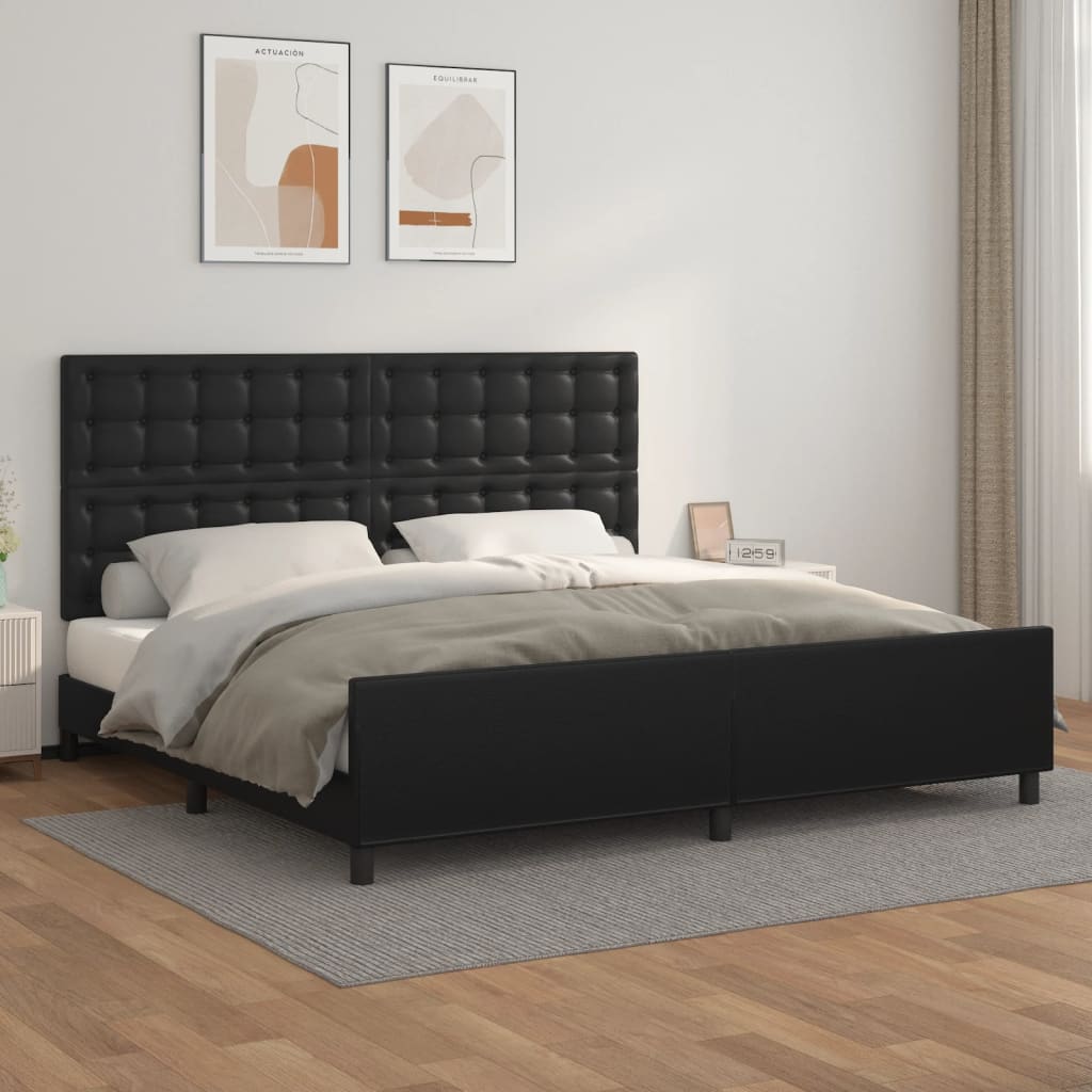 Cadre de lit avec tête de lit Noir 200x200 cm Similicuir Lits & cadres de lit vidaXL   