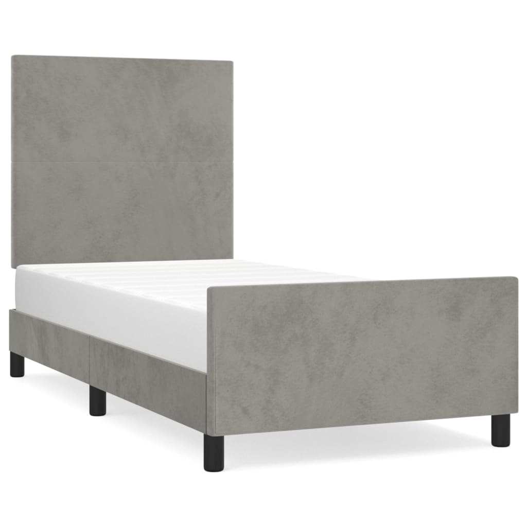 Cadre de lit avec tête de lit Gris clair 100x200 cm Velours Lits & cadres de lit vidaXL   