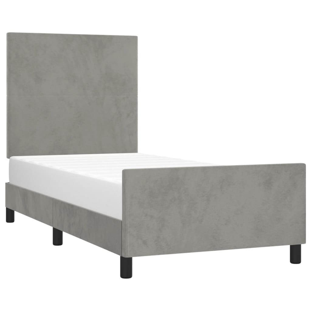 Cadre de lit avec tête de lit Gris clair 100x200 cm Velours Lits & cadres de lit vidaXL   
