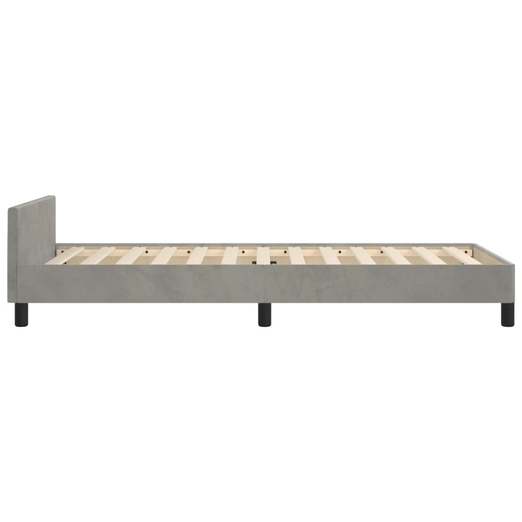 Cadre de lit avec tête de lit Gris clair 100x200 cm Velours Lits & cadres de lit vidaXL   
