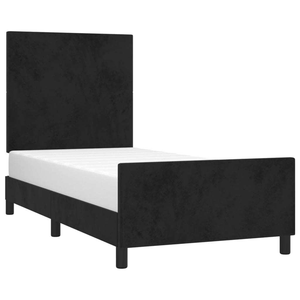 Cadre de lit avec tête de lit Noir 100x200 cm Velours Lits & cadres de lit vidaXL   