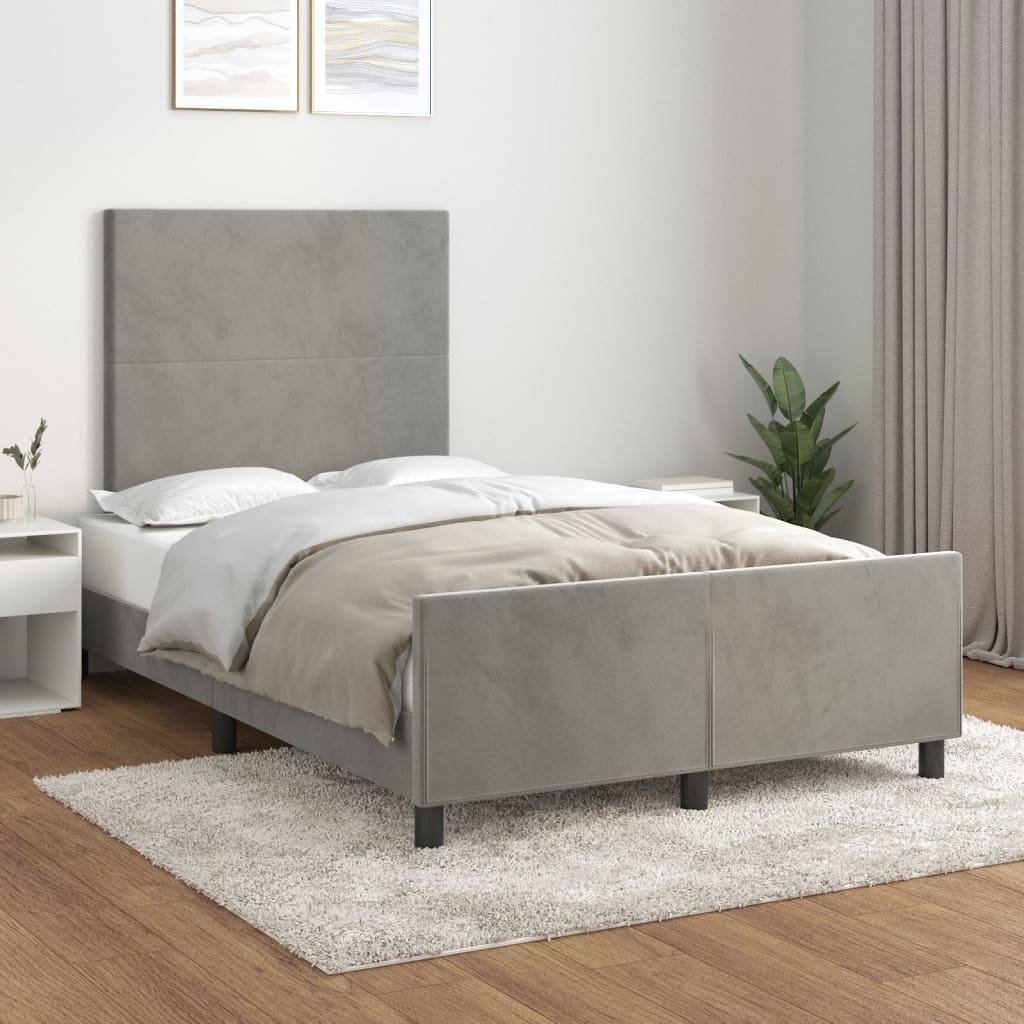 Cadre de lit avec tête de lit Gris clair 120x200 cm Lits & cadres de lit vidaXL   