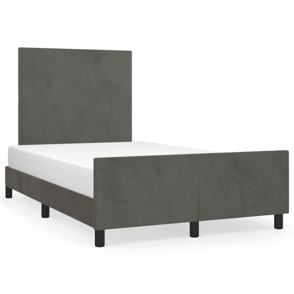 Cadre de lit avec tête de lit Gris foncé 120x200 cm Velours Lits & cadres de lit vidaXL   