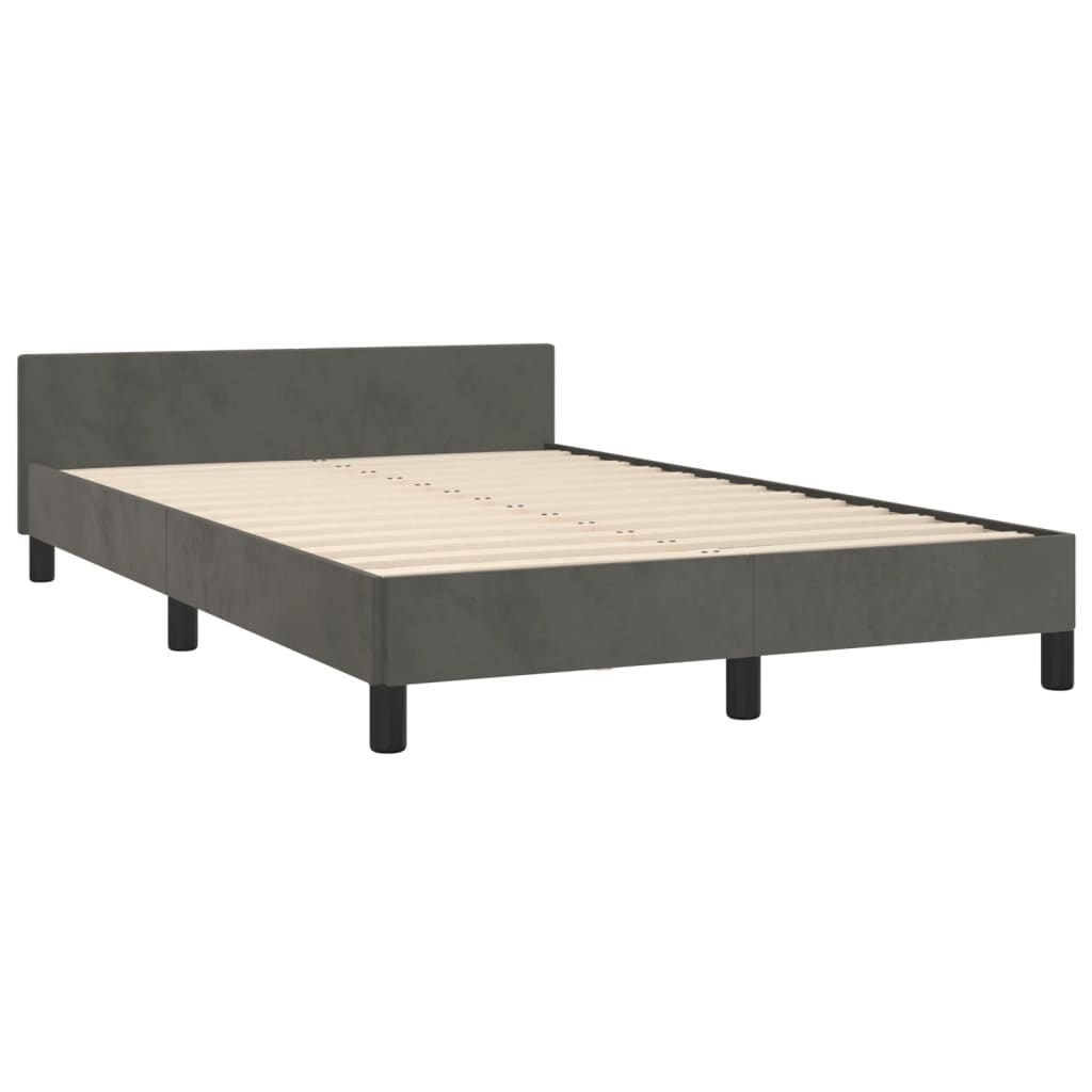 Cadre de lit avec tête de lit Gris foncé 120x200 cm Velours Lits & cadres de lit vidaXL   