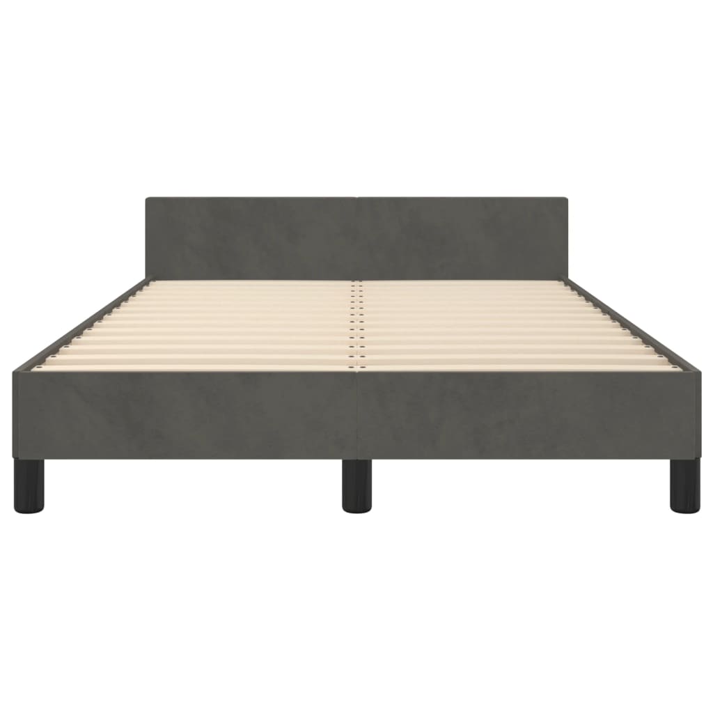 Cadre de lit avec tête de lit Gris foncé 120x200 cm Velours Lits & cadres de lit vidaXL   