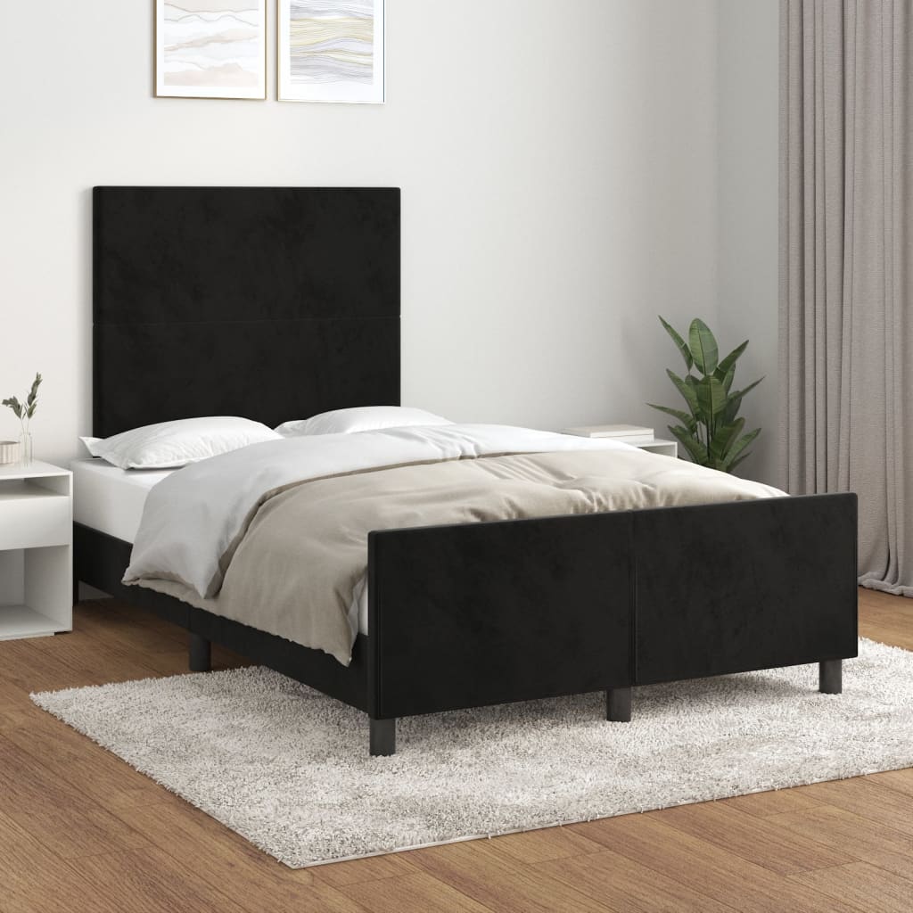 Cadre de lit avec tête de lit Noir 120x200 cm Velours Lits & cadres de lit vidaXL   
