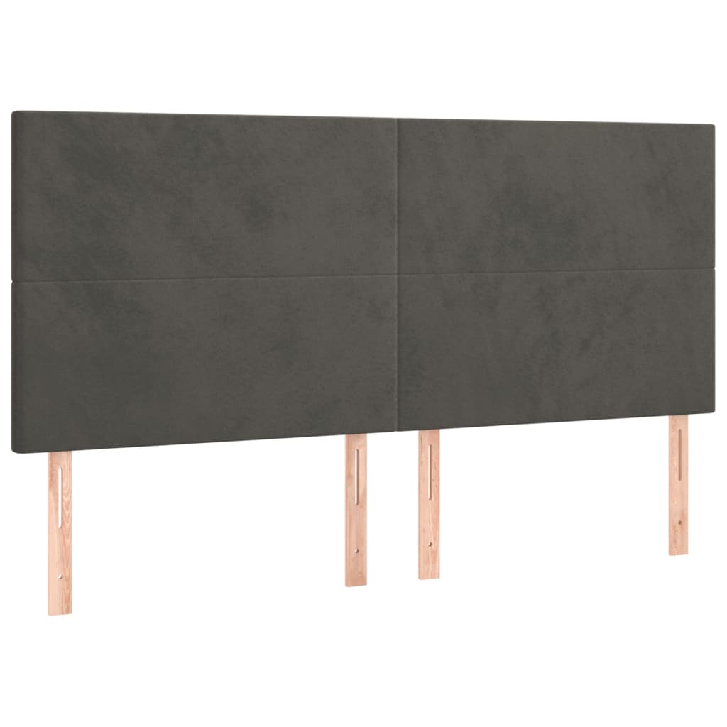 Cadre de lit avec tête de lit Gris foncé 200x200 cm Velours Lits & cadres de lit vidaXL   