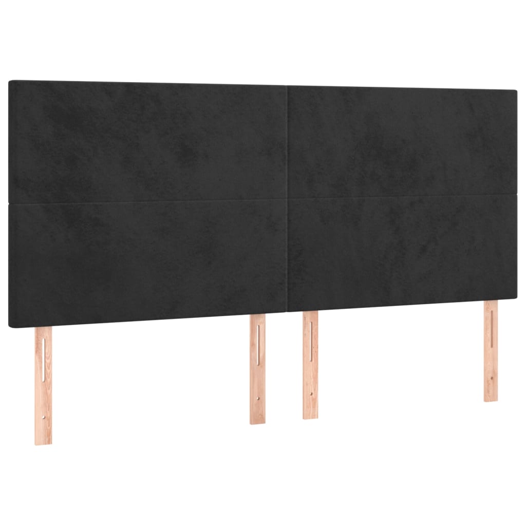 Cadre de lit avec tête de lit Noir 200x200 cm Velours Lits & cadres de lit vidaXL   