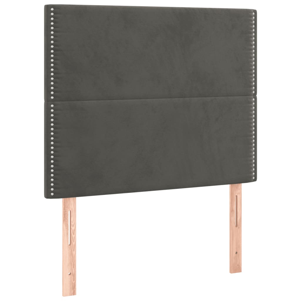 Cadre de lit avec tête de lit Gris foncé 90x190 cm Velours Lits & cadres de lit vidaXL   