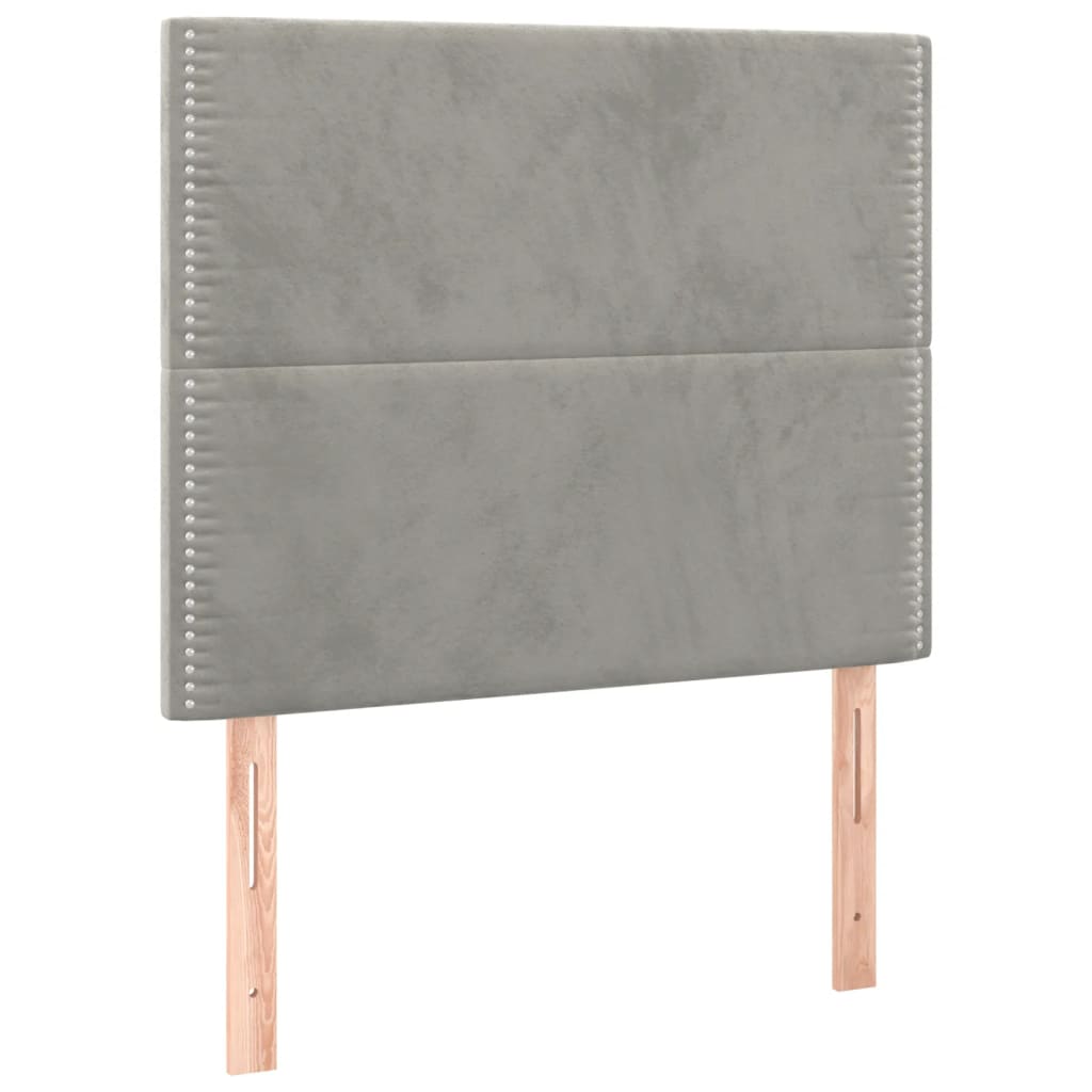 Cadre de lit avec tête de lit Gris clair 100x200 cm Velours Lits & cadres de lit vidaXL   