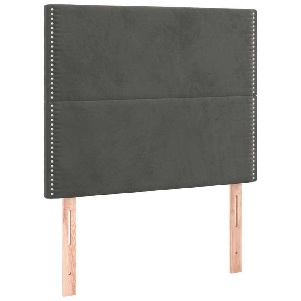 Cadre de lit avec tête de lit Gris foncé 100x200 cm Velours Lits & cadres de lit vidaXL   