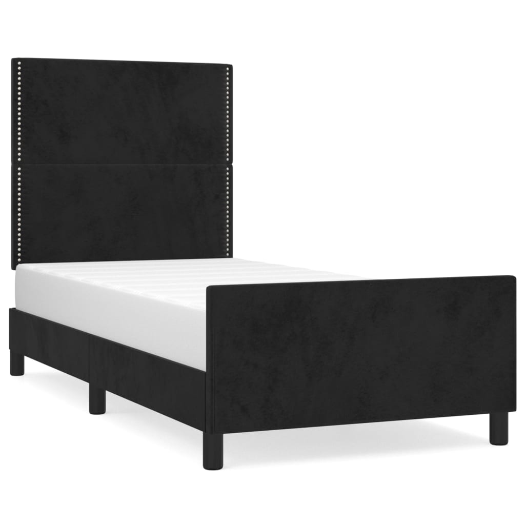 Cadre de lit avec tête de lit Noir 100x200 cm Velours Lits & cadres de lit vidaXL   